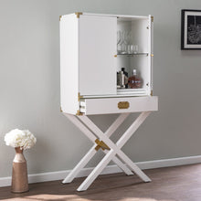 Campaign White and Gold Tall Bar Cabinet