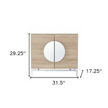 Contemporary Mirrored Circle Double Door Bar Cabinet