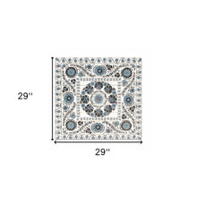 Tribal Blue Brown and White Wood Plank Wall Art