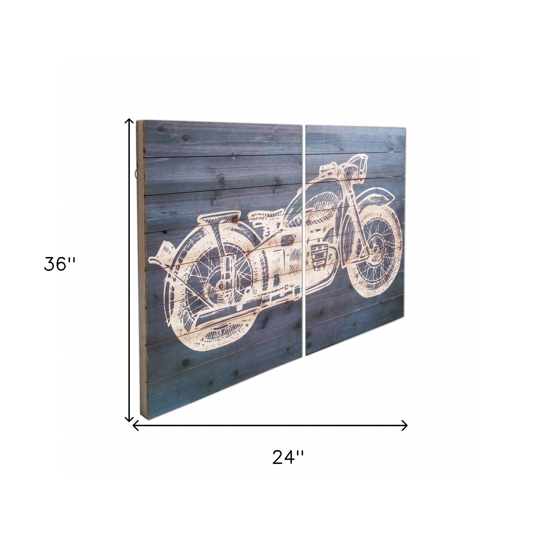 Two Piece Motorcycle Wood Plank Wall Art