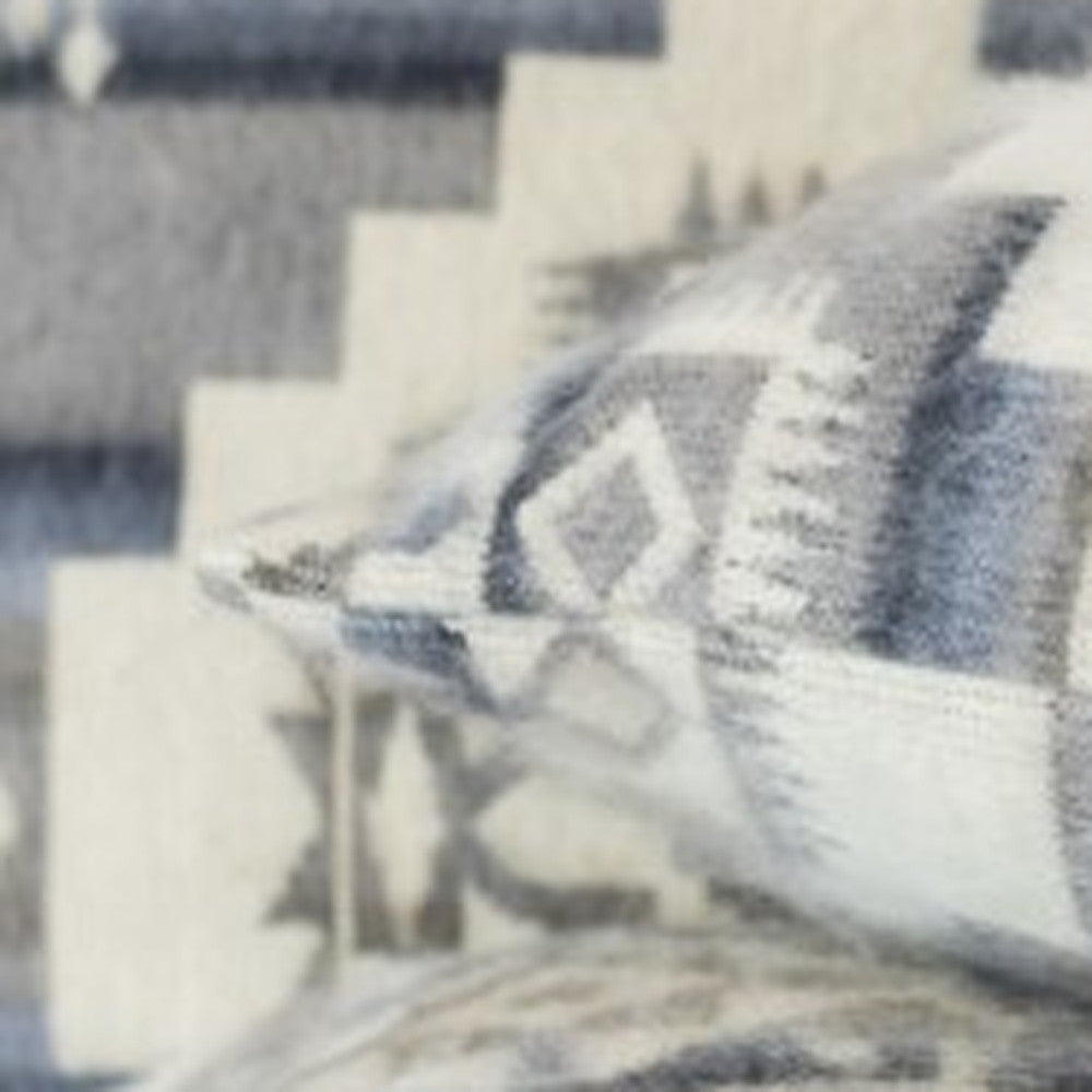 Ultra Soft Light Gray Southwest Handmade Pillow Cover - 16"