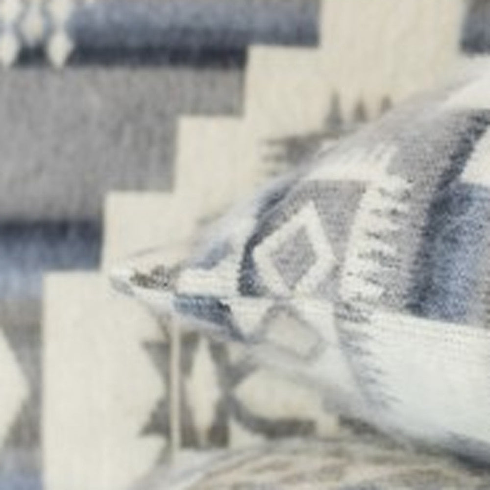 Ultra Soft Light Gray Southwest Handmade Pillow Cover - 16"