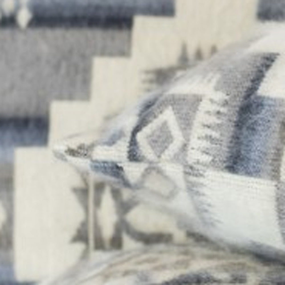 Ultra Soft Light Gray Southwest Handmade Pillow Cover - 16"