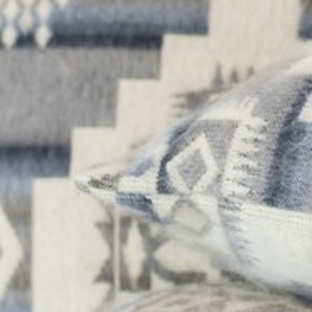 Ultra Soft Light Gray Southwest Handmade Pillow Cover - 16"