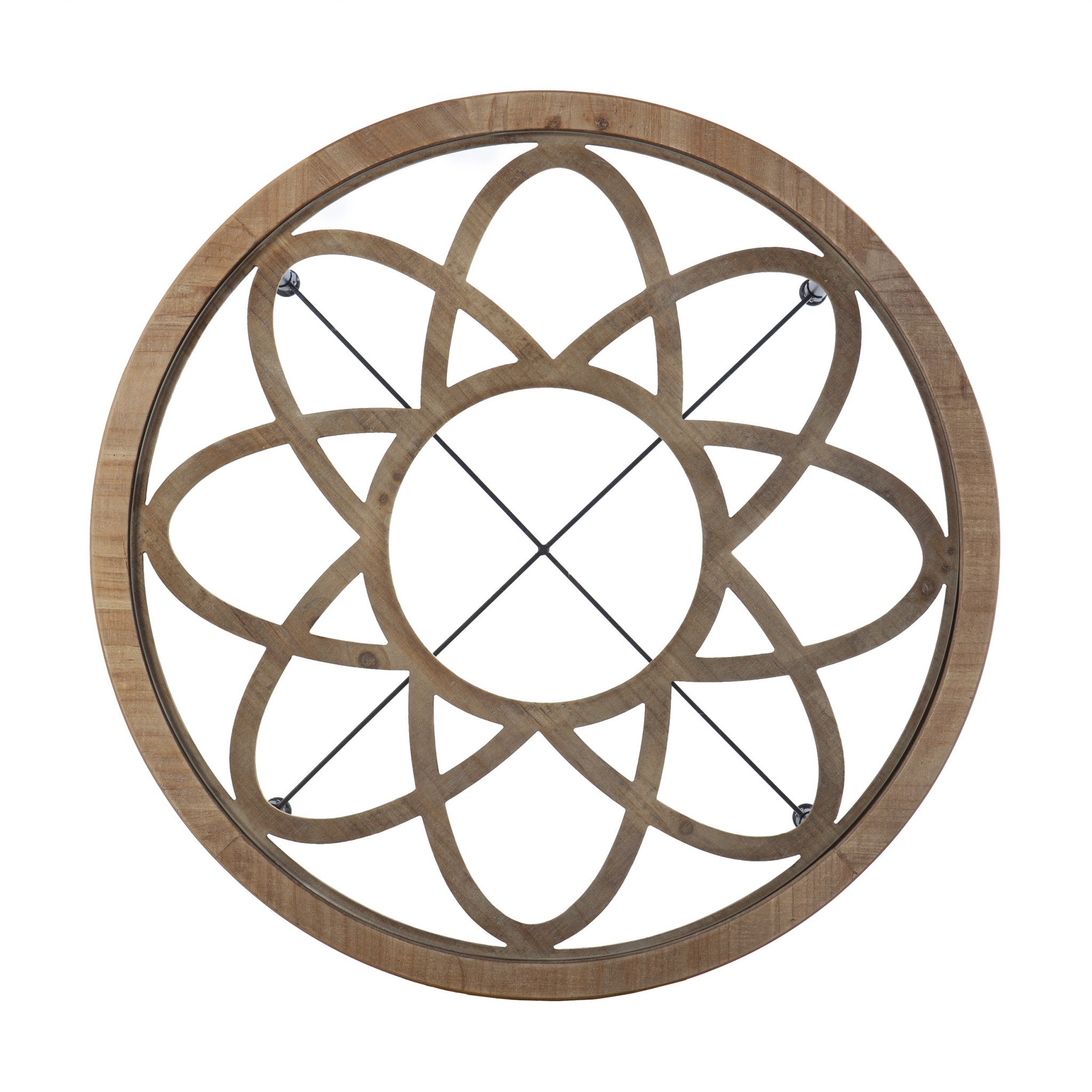 Floral Design Glass Top Round Coffee Table 33"