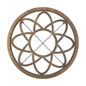 Floral Design Glass Top Round Coffee Table 33"