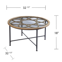 Floral Design Glass Top Round Coffee Table 33