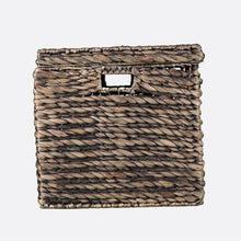 Mesa de centro cuadrada de mimbre y metal con parte superior elevable de ratán marrón de 33