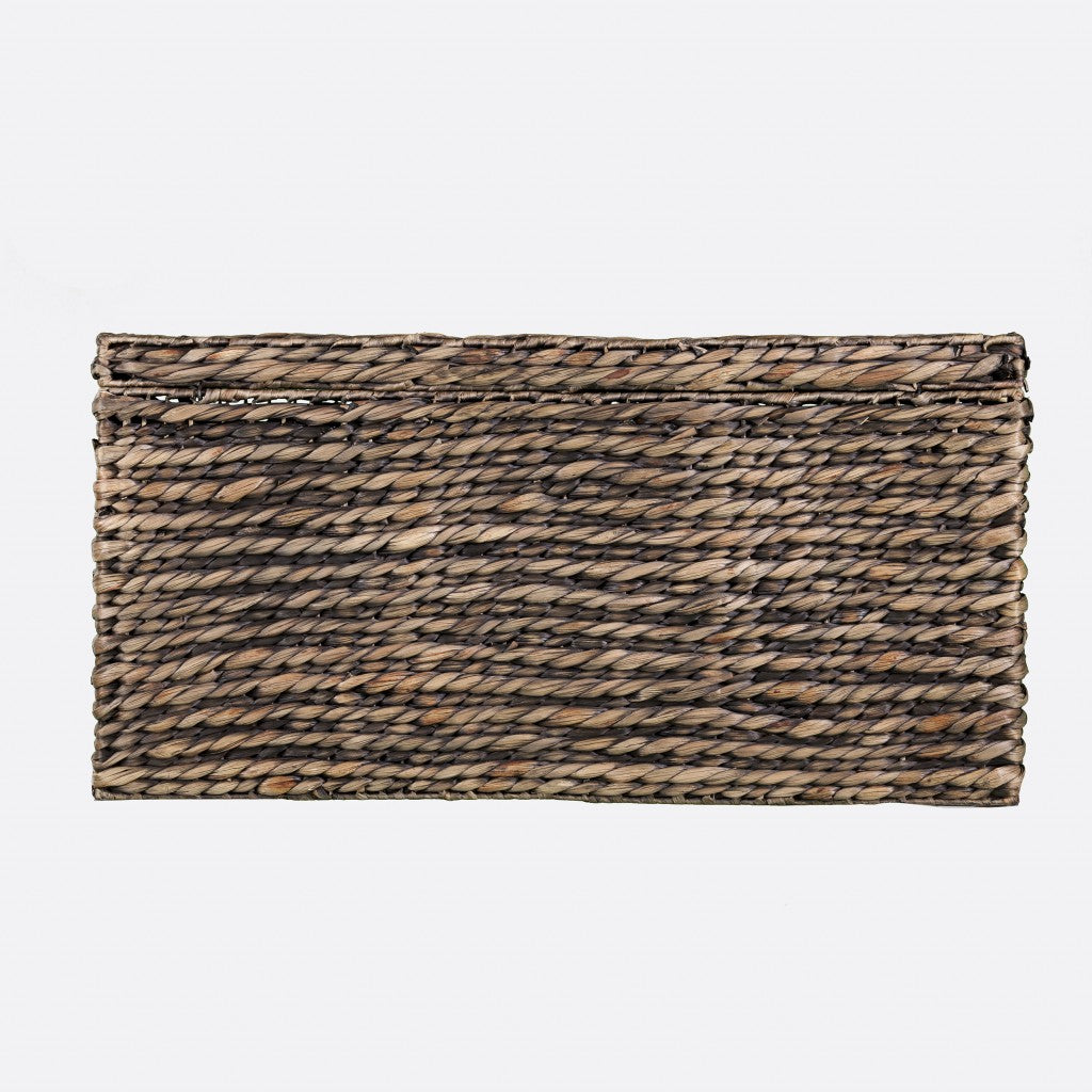 Mesa de centro cuadrada de mimbre y metal con parte superior elevable de ratán marrón de 33"