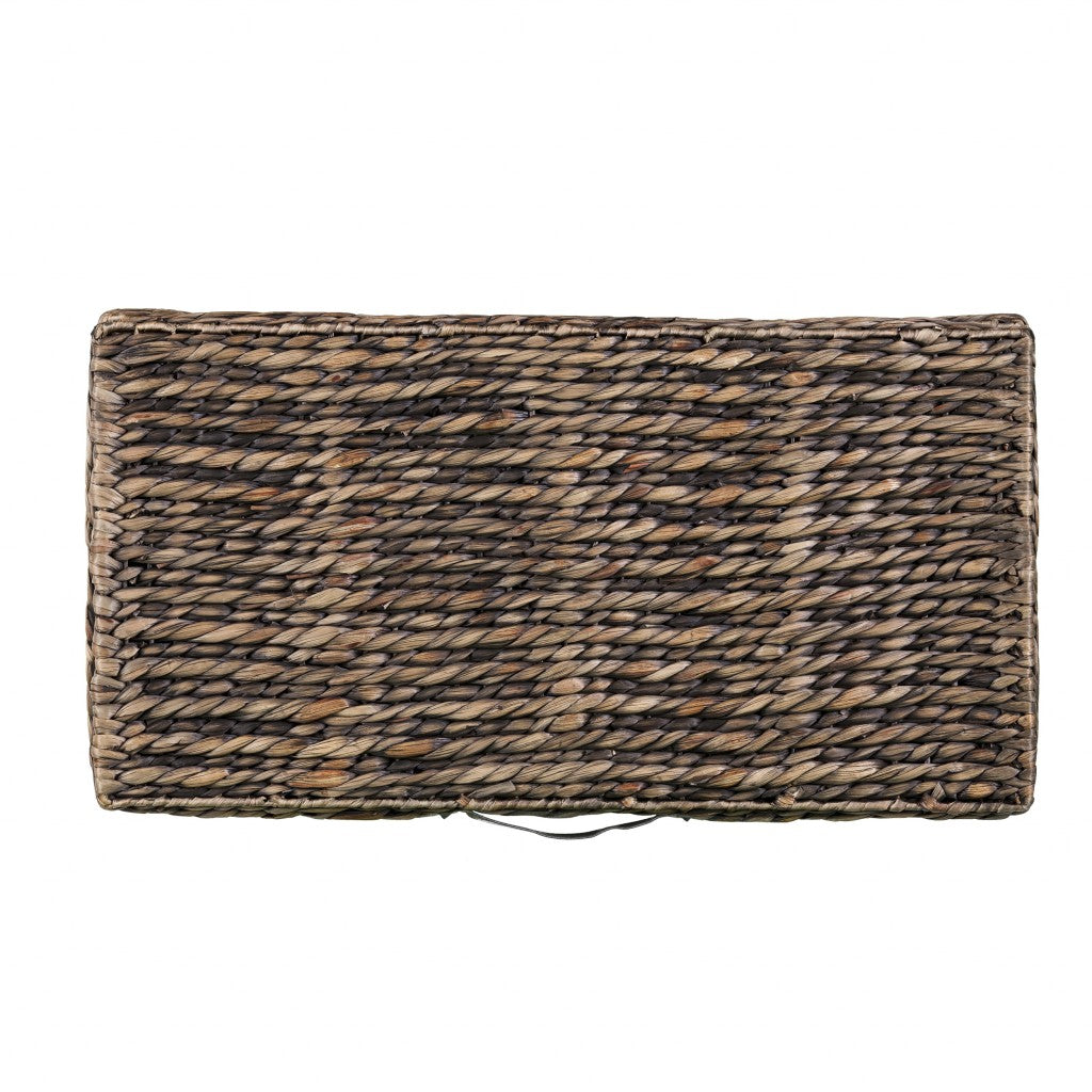 Mesa de centro cuadrada de mimbre y metal con parte superior elevable de ratán marrón de 33"