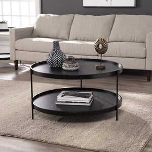 Black Wood And Metal Round Coffee Table 33"