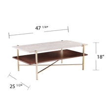 Mesa de Centro Rectangular de Madera y Metal Fabricada en Latón de 47