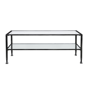48" Black Glass And Metal Rectangular Coffee Table