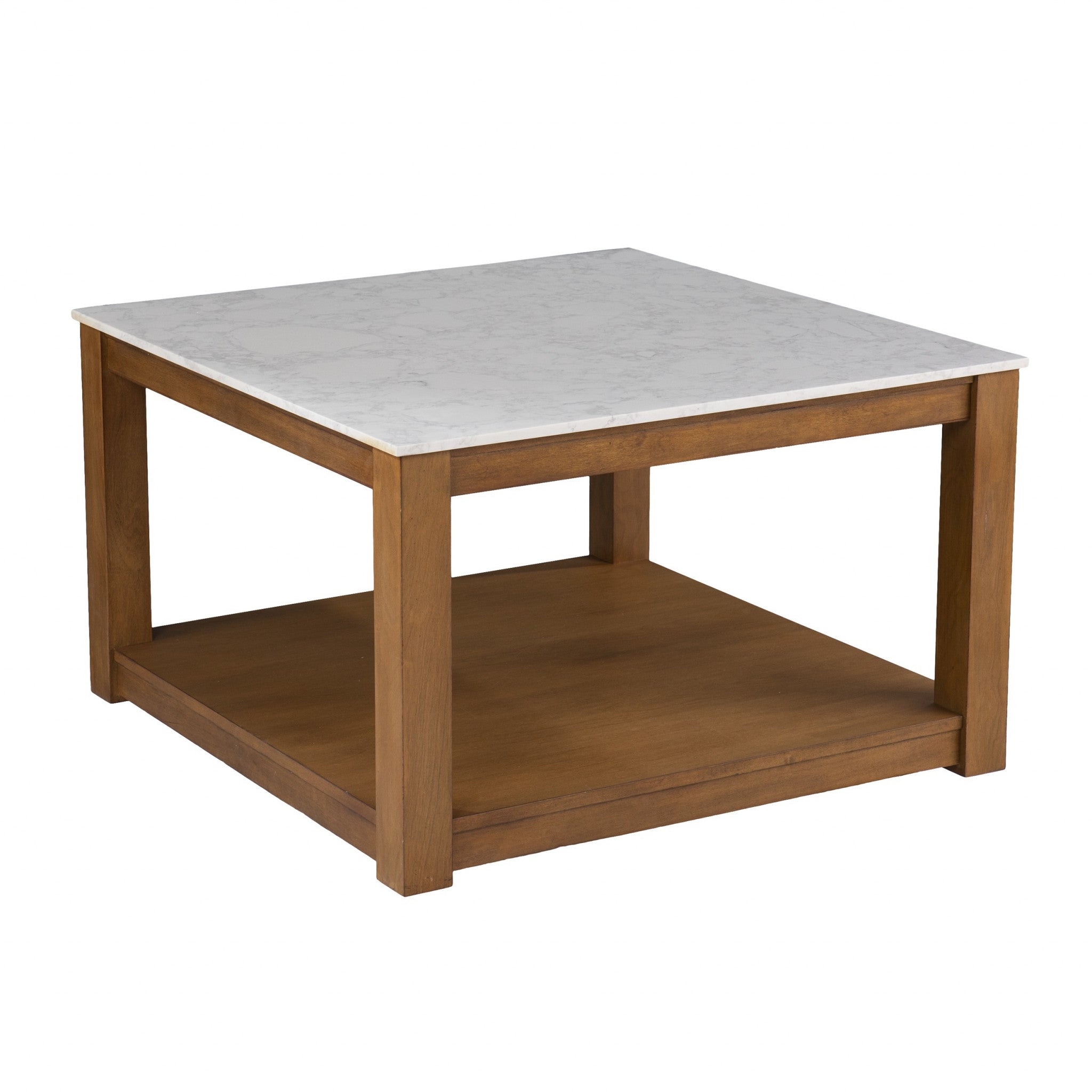 Natural And Natural Brown Solid Manufactured Wood Square Coffee Table 30"