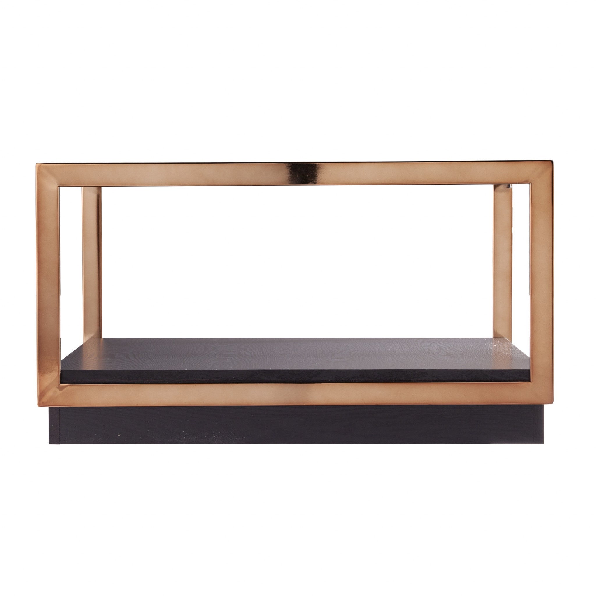 Champagne Glass And Solid Wood Square Coffee Table 33"