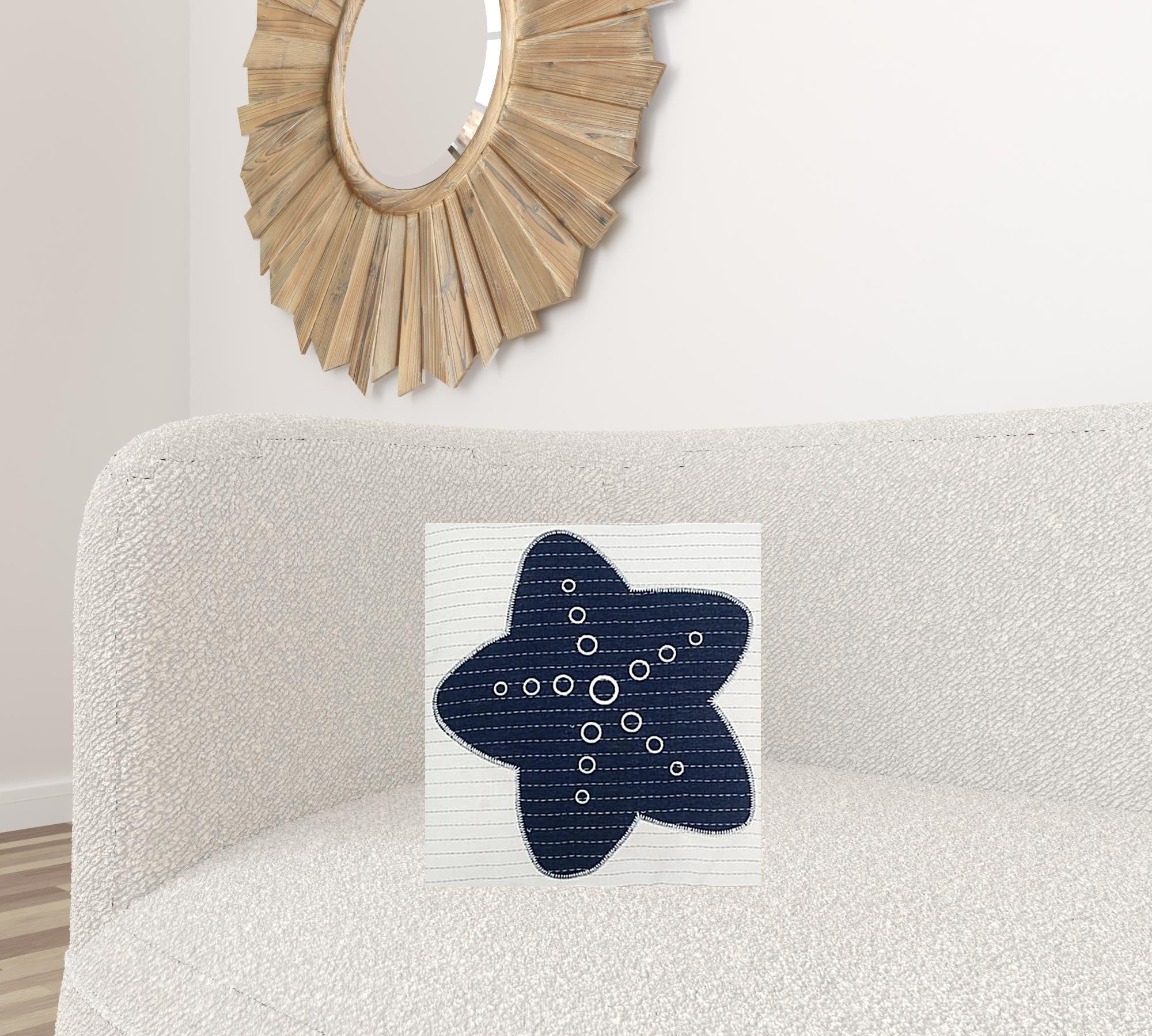 Set Of Two 17" X 17" Blue And White Starfish Throw Pillows