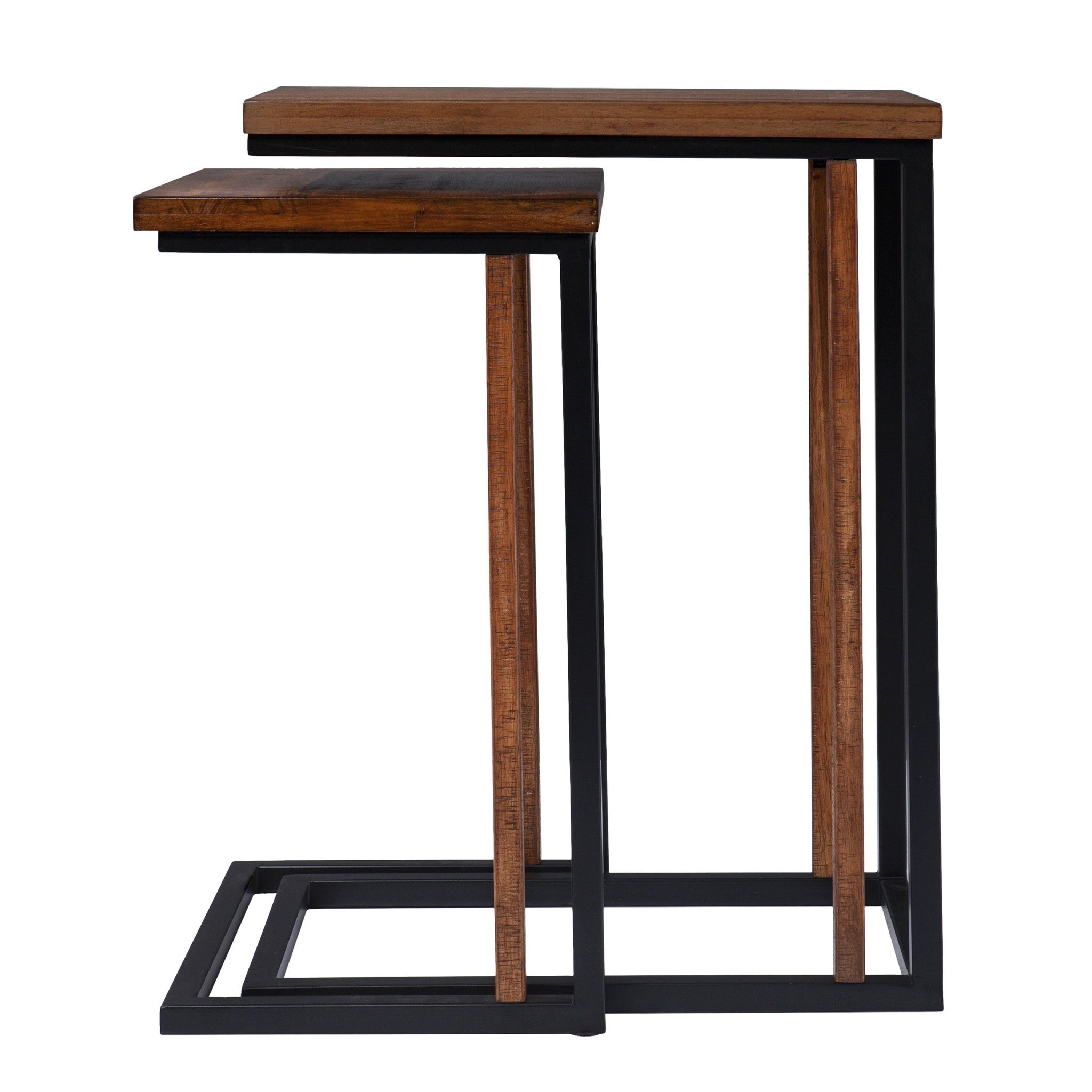 Brown Solid Wood Rectangular Nested End Tables Set Of Two 25"