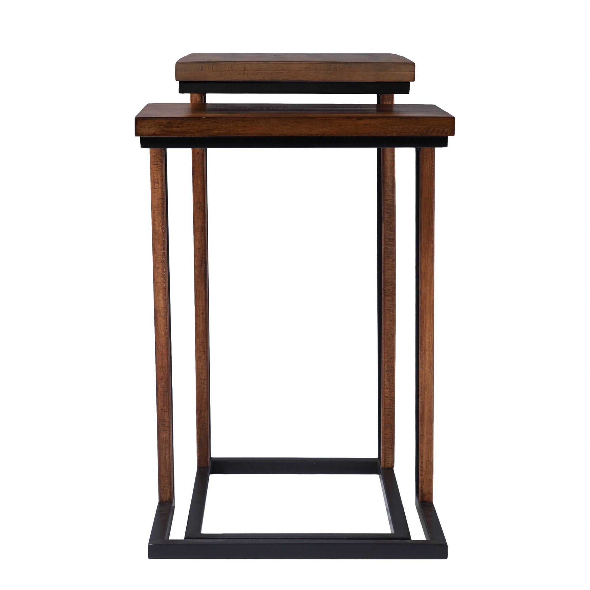 Brown Solid Wood Rectangular Nested End Tables Set Of Two 25"