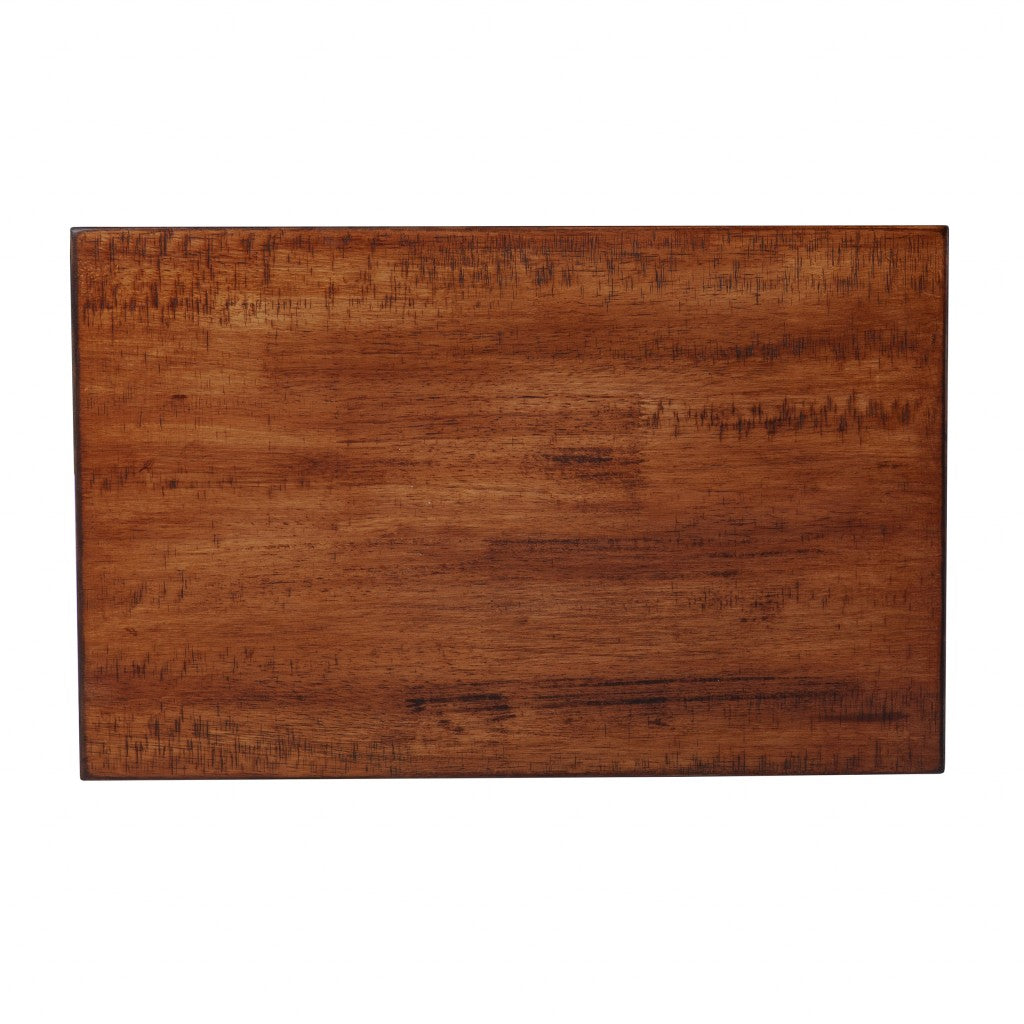 Brown Solid Wood Rectangular Nested End Tables Set Of Two 25"