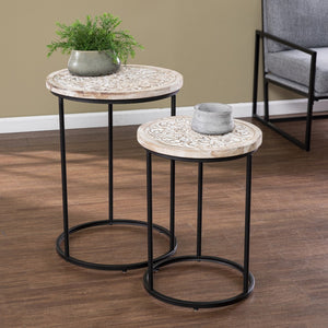 White Solid Wood And Iron Square End Tables Set Of Two 25"