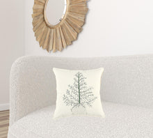 Ivory Natural and Green Contemporary Christmas Tree Throw Pillow