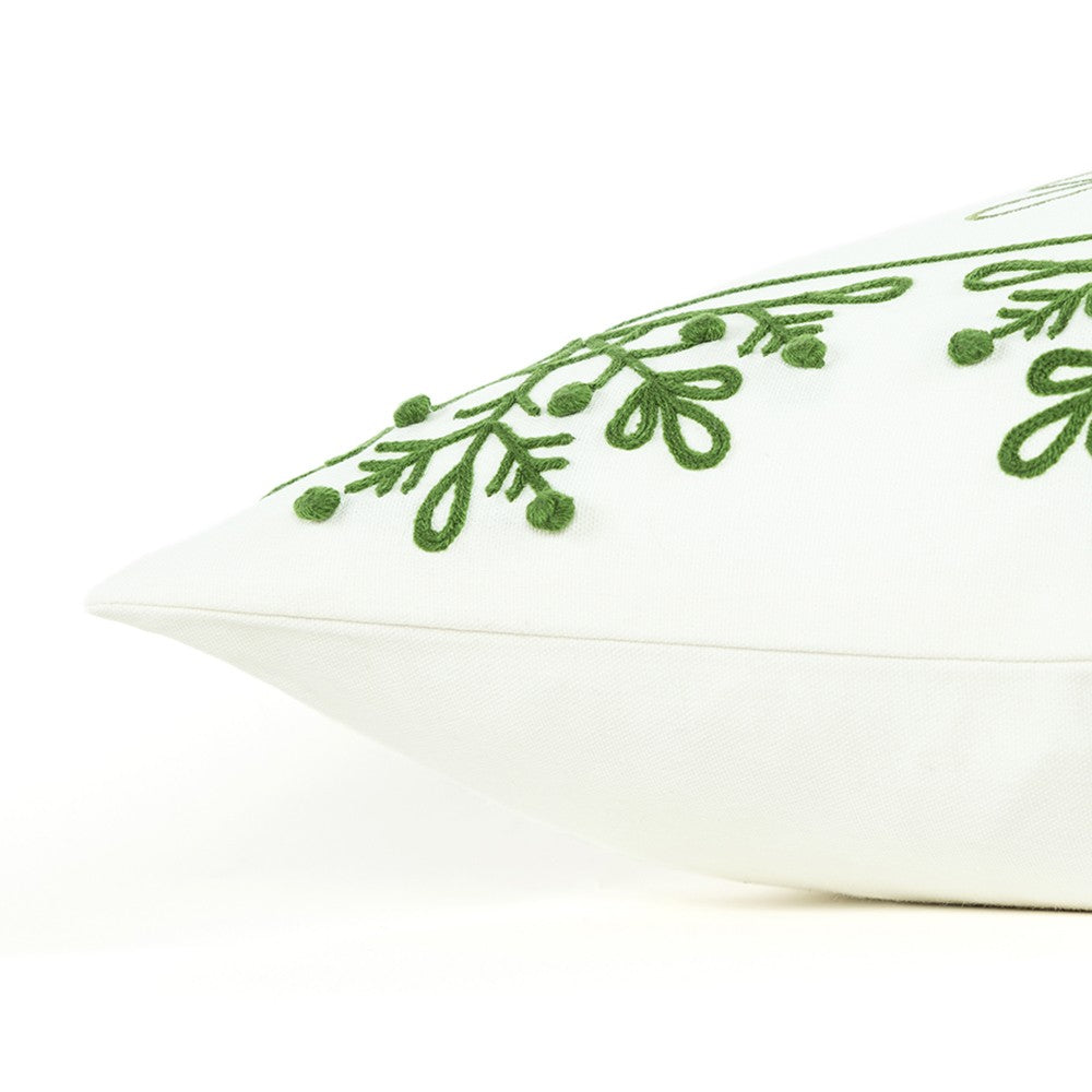 Chase the Snowflakes Green and White Decorative Throw Pillow