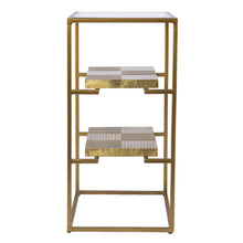 Brass Glass And Iron Rectangular End Table With Two Shelves 24
