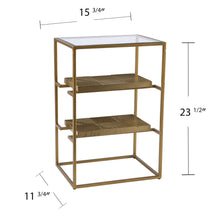 Brass Glass And Iron Rectangular End Table With Two Shelves 24