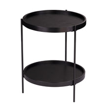 Black Wood And Iron Round End Table With Shelf 24