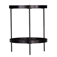 Black Wood And Iron Round End Table With Shelf 24