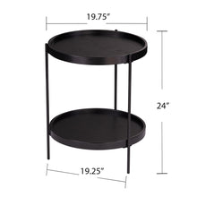 Black Wood And Iron Round End Table With Shelf 24