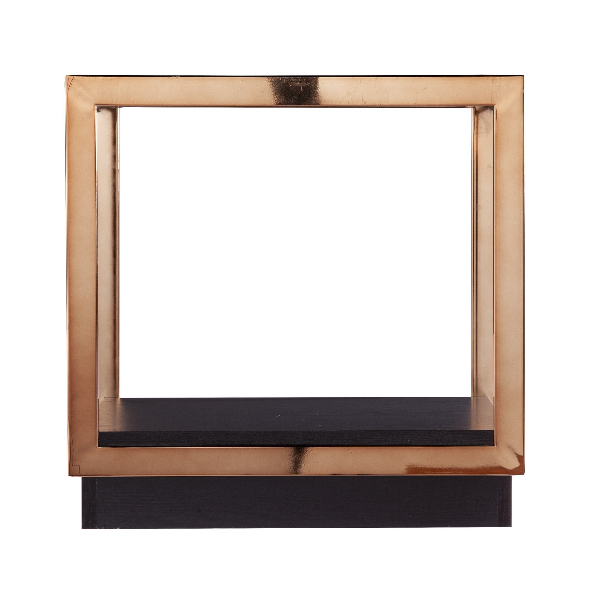 Mesa auxiliar cuadrada de hierro y copa de champán de 22" con estante