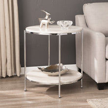 Chrome Wood And Iron Rectangular End Table With Shelf 24