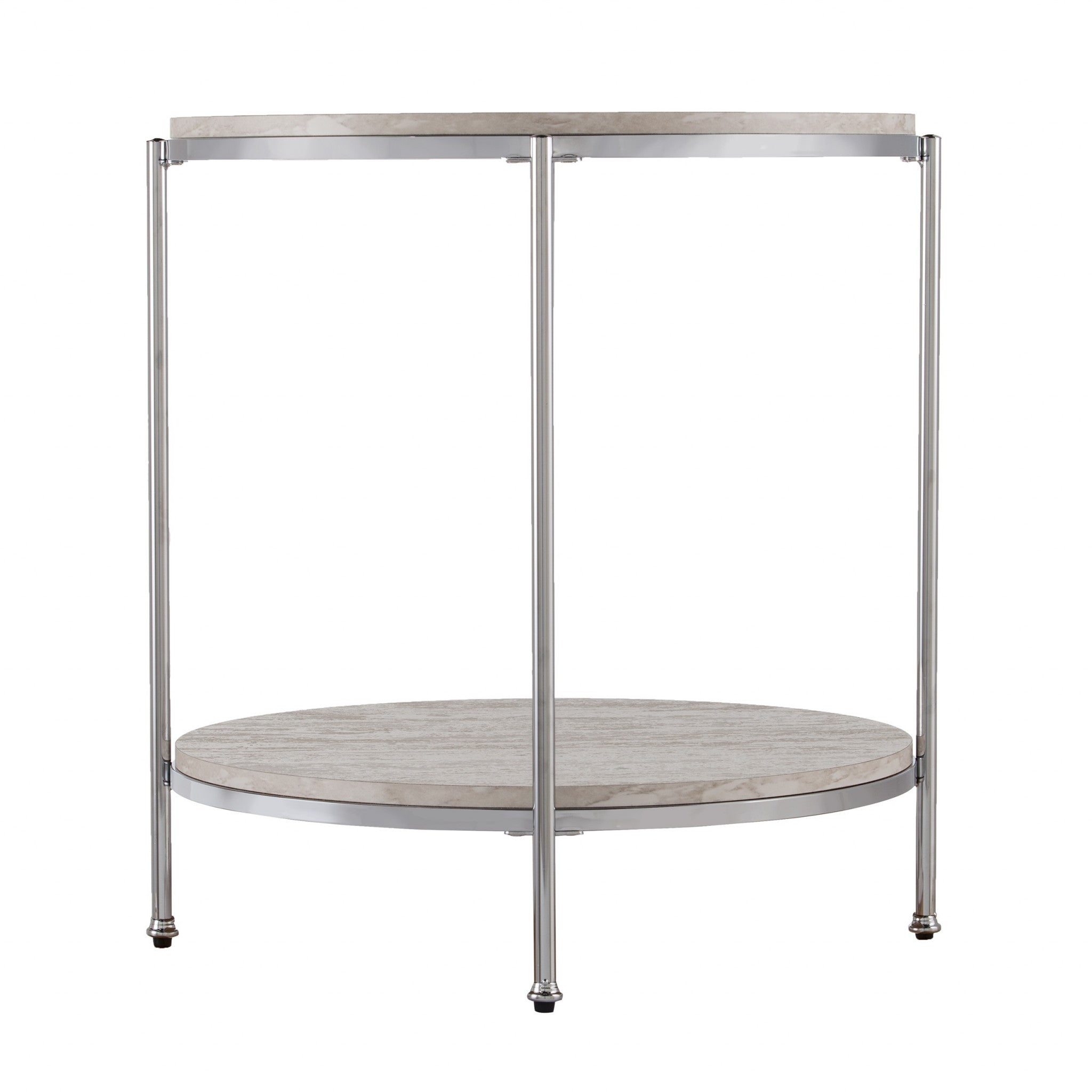 Chrome Wood And Iron Rectangular End Table With Shelf 24"