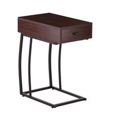 Brown Wood And Iron Rectangular End Table With Drawer 23