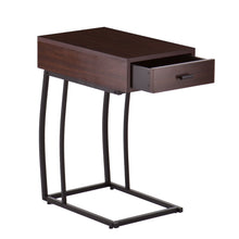 Brown Wood And Iron Rectangular End Table With Drawer 23