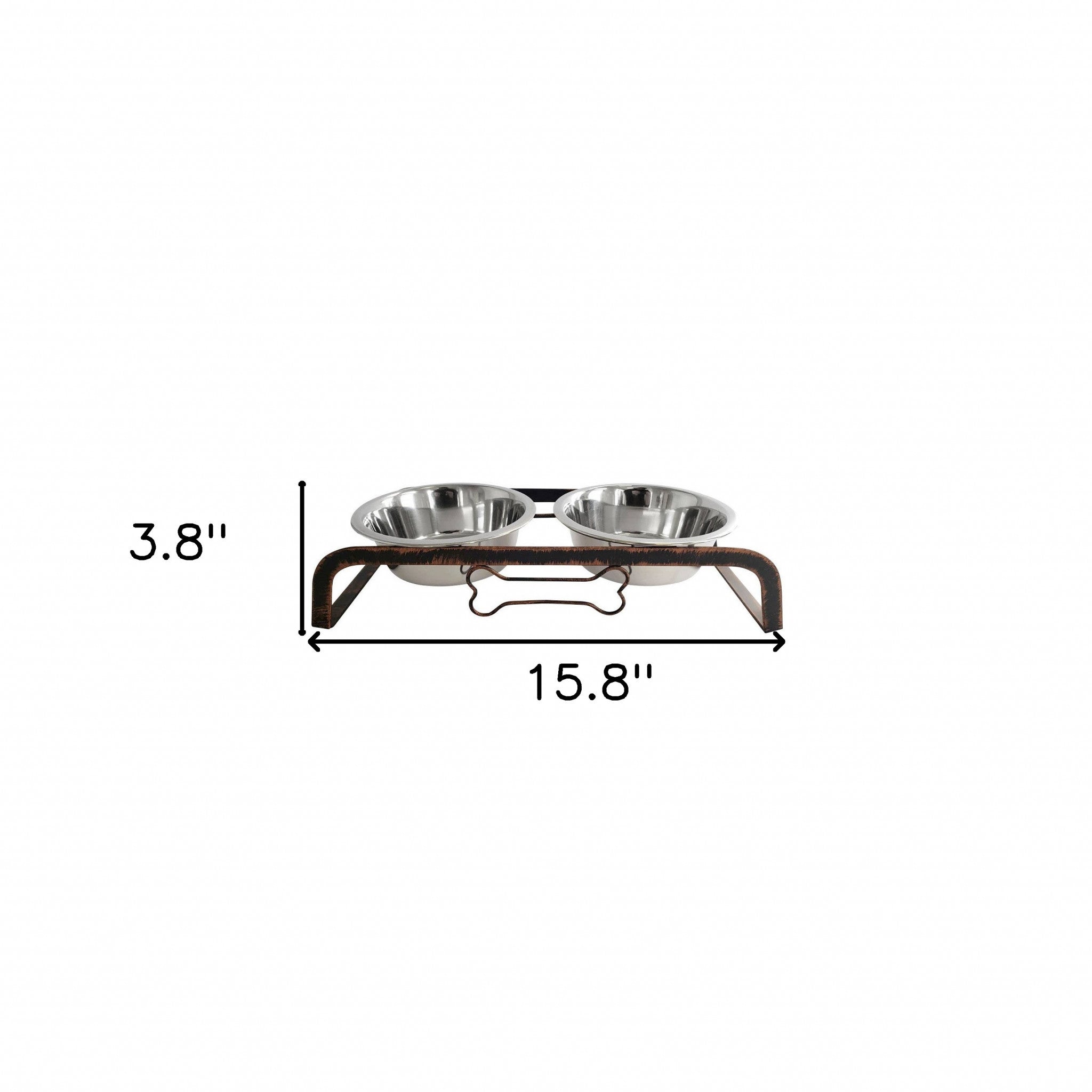 Rustic Elevated 16oz Two Bowl Dog Feeding Station