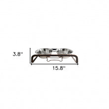 Rustic Elevated 16oz Two Bowl Dog Feeding Station