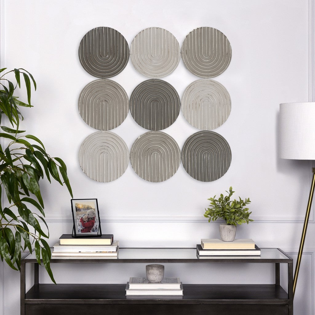 Neutral Textured Metal Plate Wall Décor