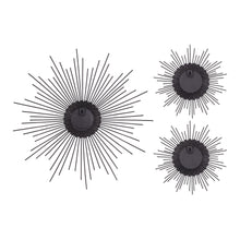 Set of Three Silver Metal Sunburst Round Wall Mirrors