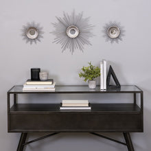 Set of Three Silver Metal Sunburst Round Wall Mirrors