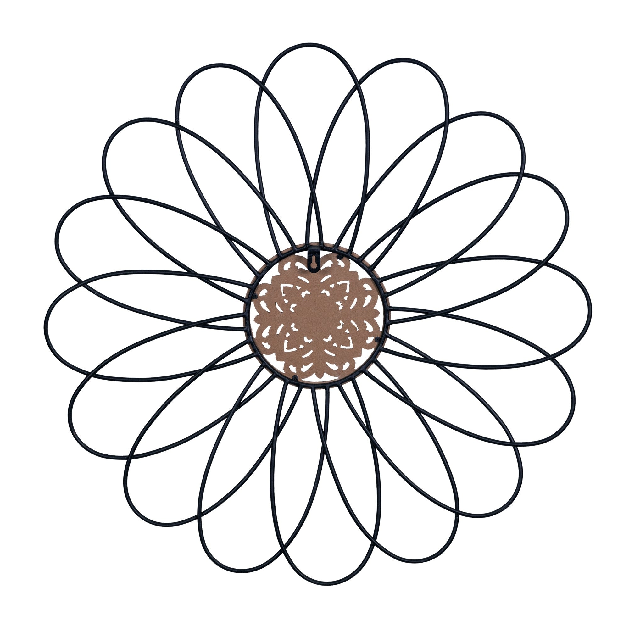 Carved Wood and Metal Flower Wall Décor