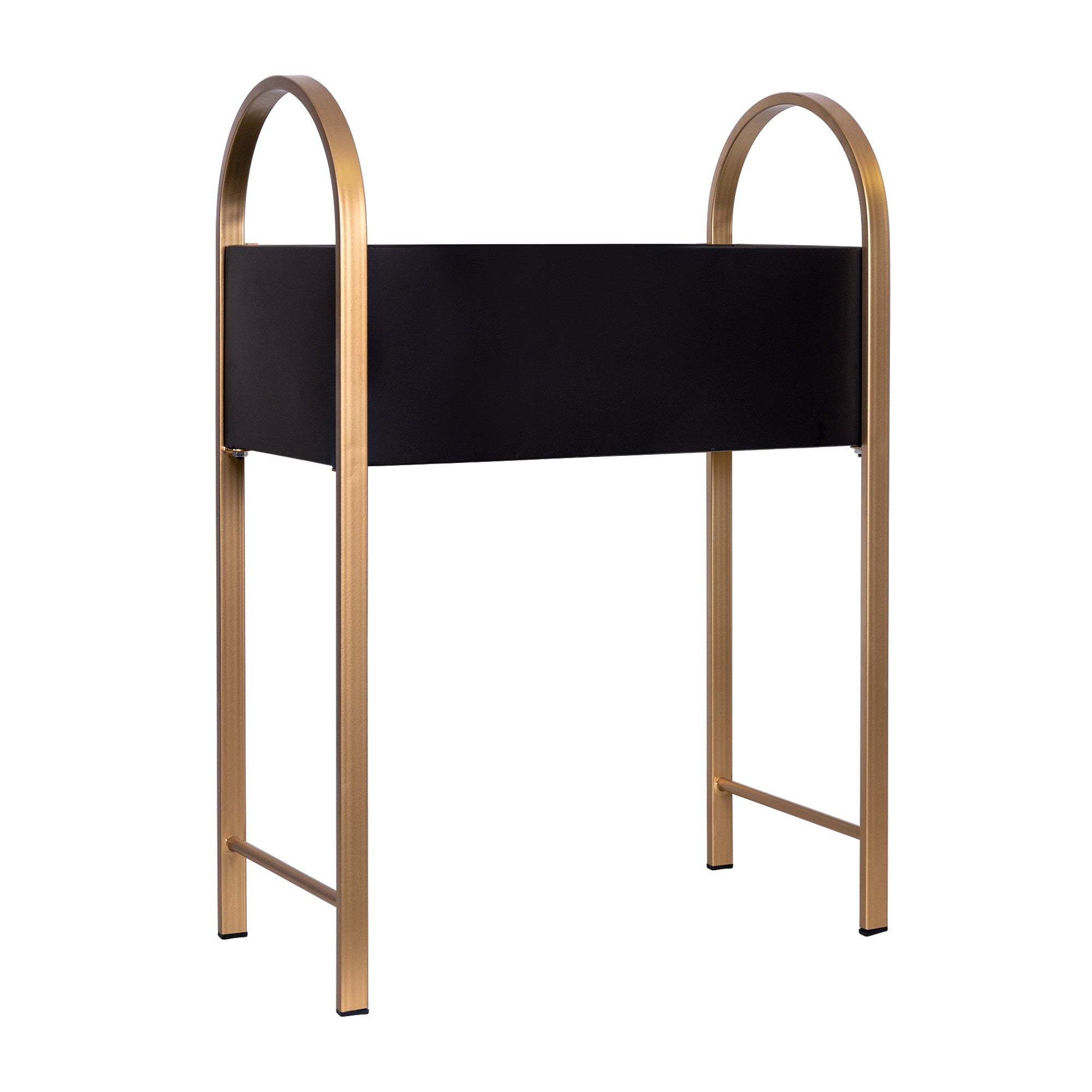 Macetero de metal dorado y negro