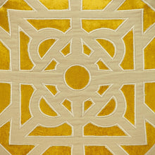 Beige and Mustard Lattice Yellow Velvet Throw Pillow