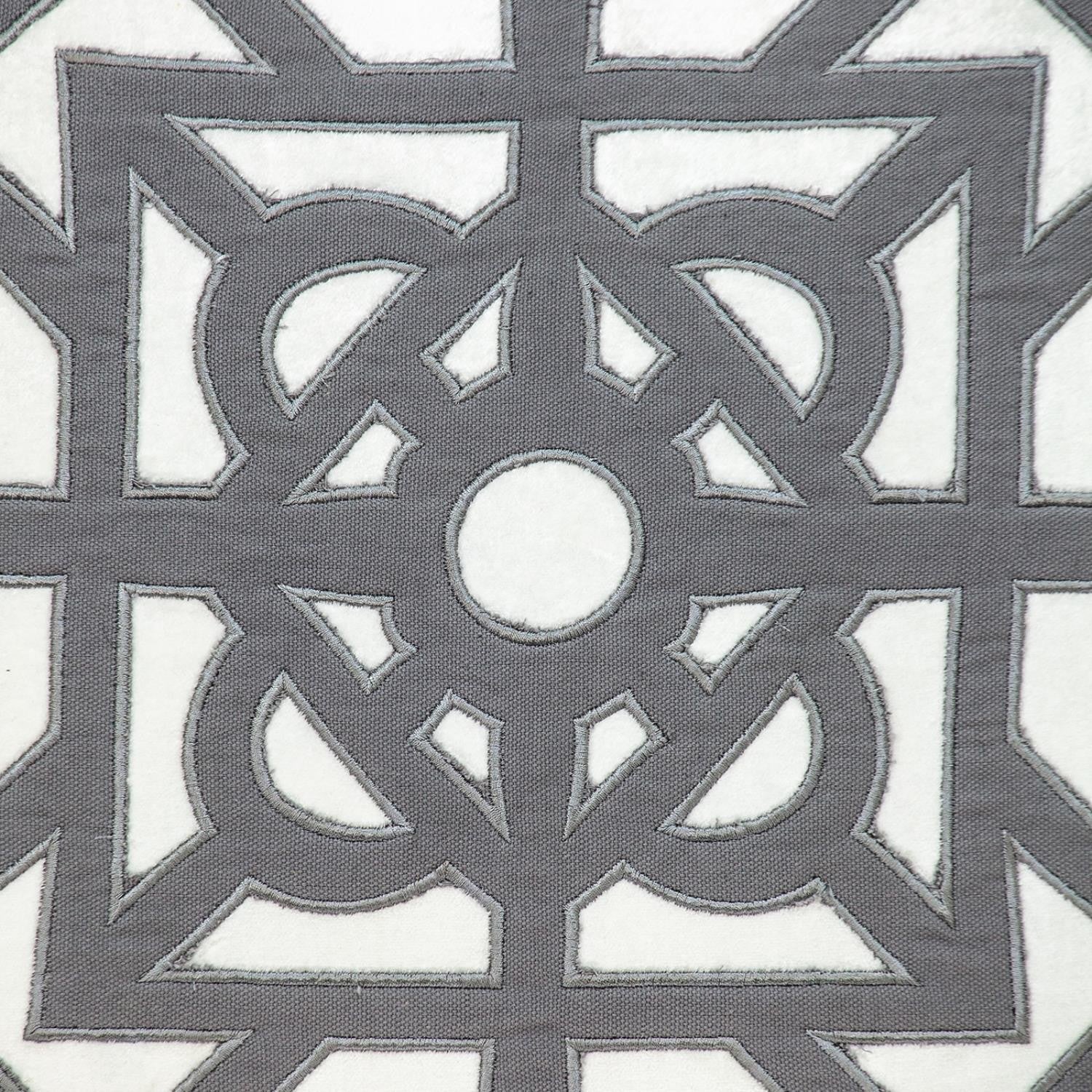 Gray and White Lattice Velvet Throw Pillow