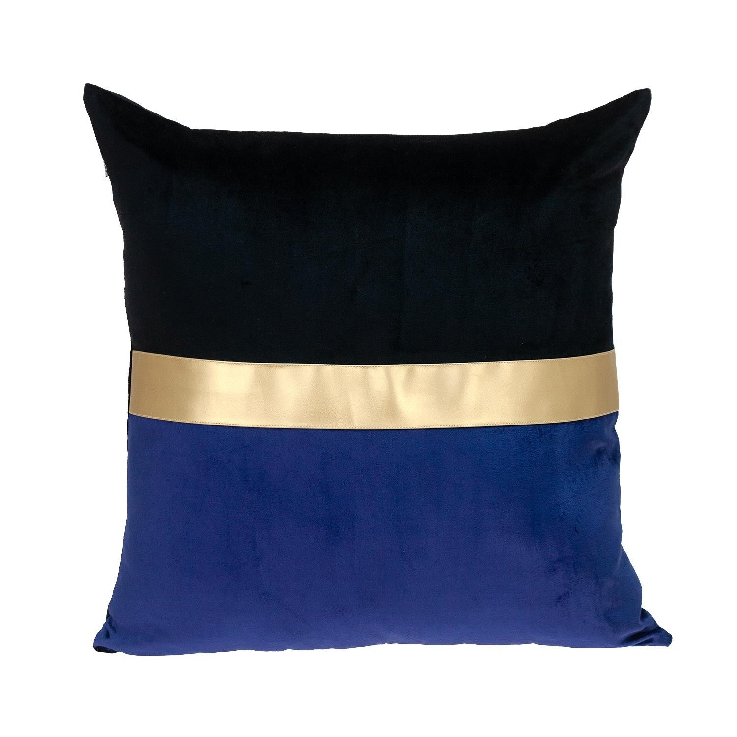 Black Gold and Blue Tufted Velvet Square Pillow