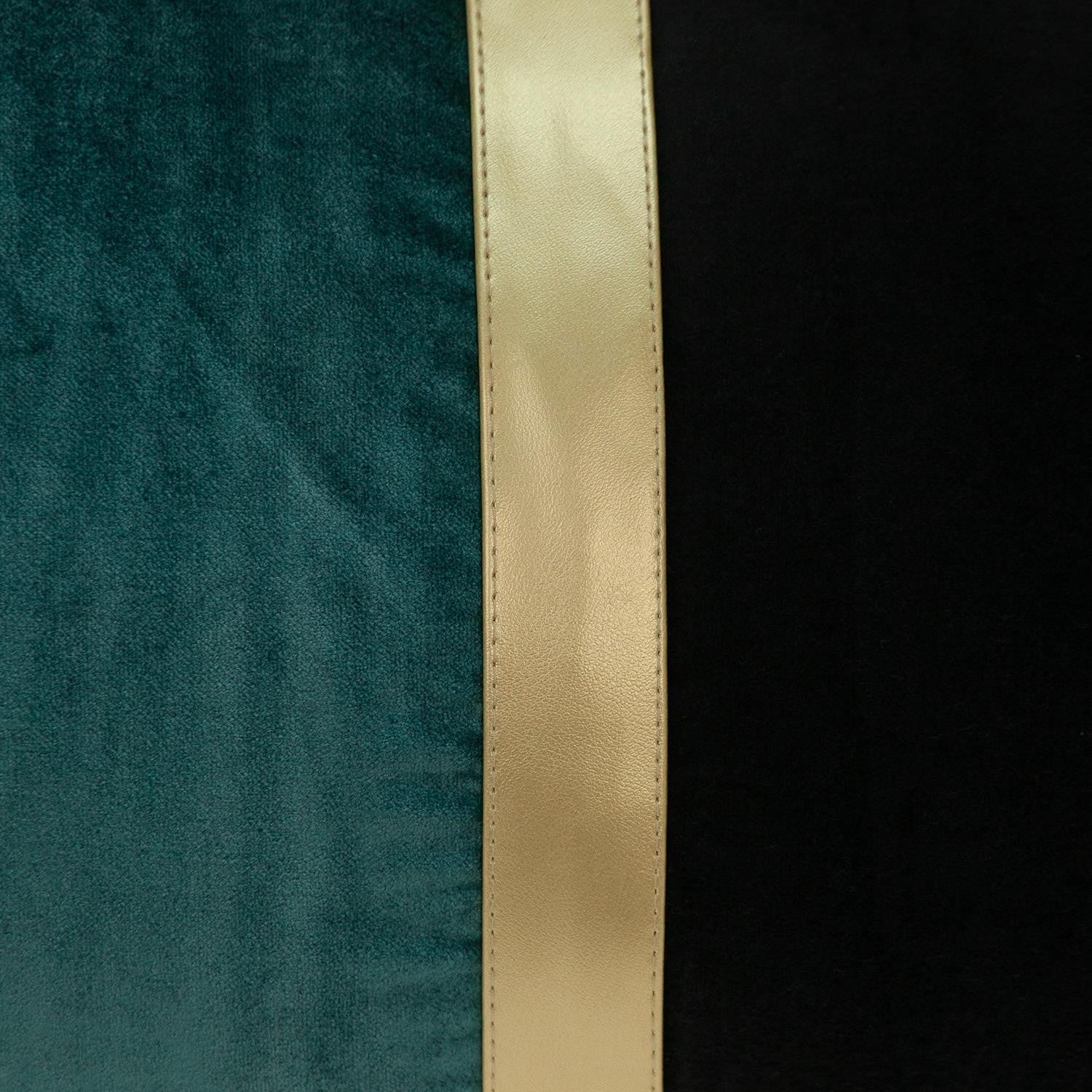 青色金色和黑色簇絨天鵝絨腰枕