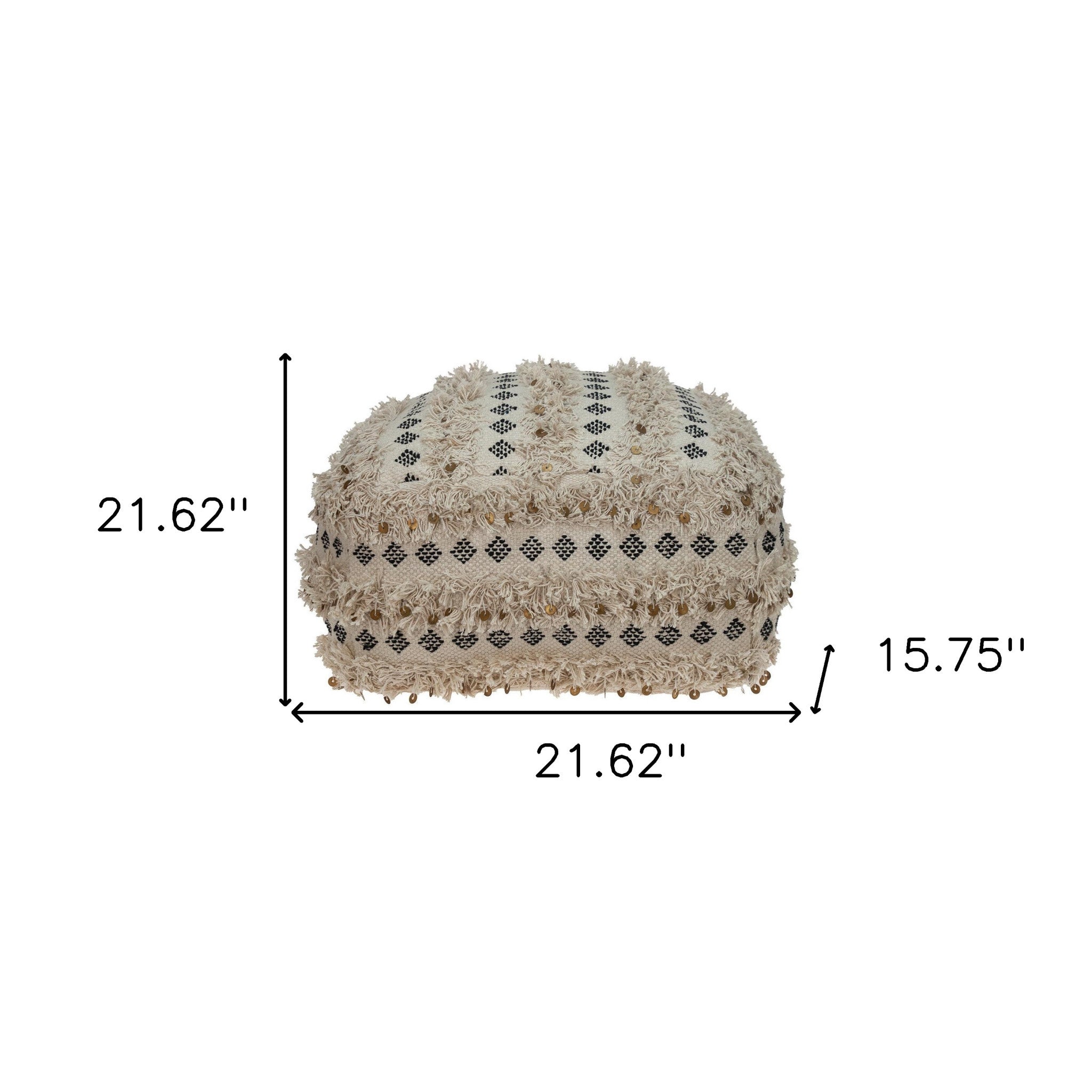 Puf otomano abstracto de mezcla de algodón beige de 22"