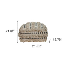 Puf otomano abstracto de mezcla de algodón beige de 22