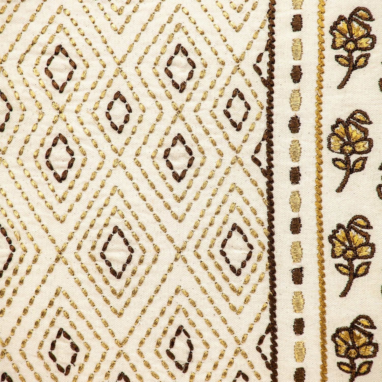 Gold and Bronze Embroidered Decorative Throw Pillow